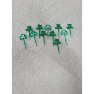 Vintage  St. Patrick's lot of 11 HARD PLASTIC Cake Toppers Leprechaun